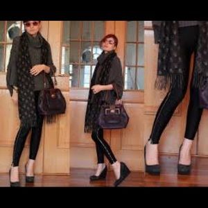 Theory Black Leggings with Gold side Zip